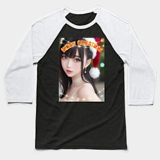 Merry Christmas Anime Girl Cosplay Xmas Cute Christmas Girl Baseball T-Shirt